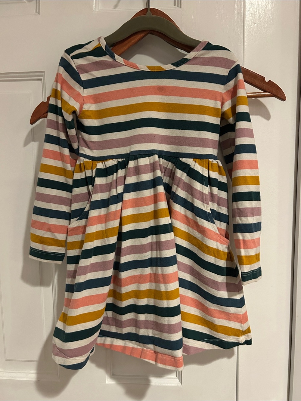 Girls' Multi-Color Striped Long-Sleeve Dress